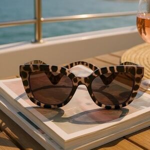 Leopard Print Sunglasses with Gold Lenses